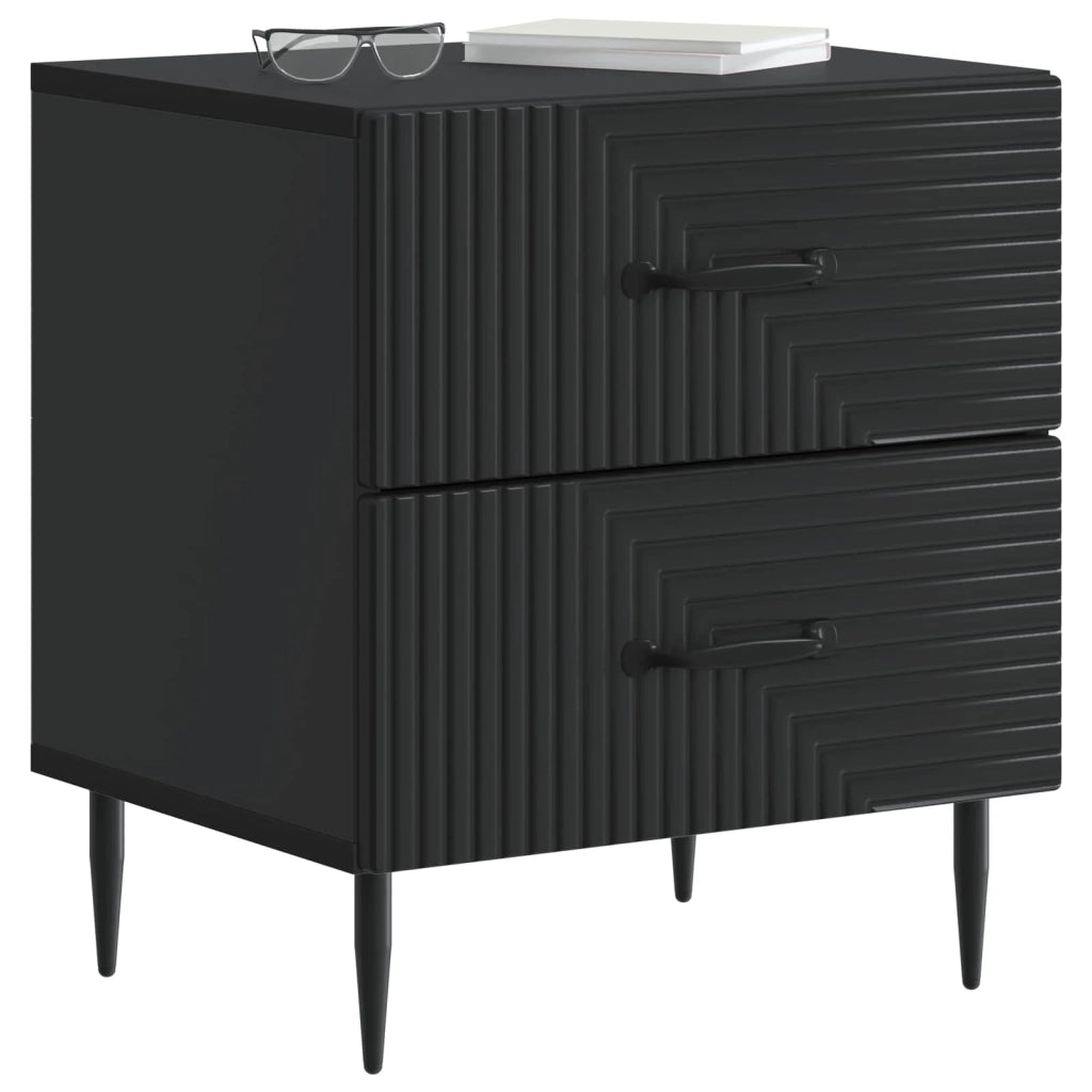 Comodino | Armadio da Notte | Mobiletto da notte Nero 43 x 34,5 x 47,5 cm Legno ingegnerizzato