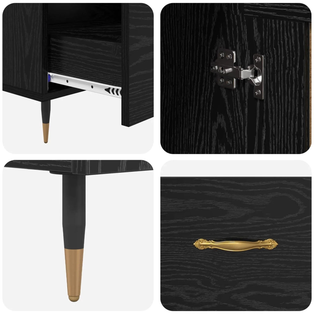 Credenza | Madia | Buffet da pranzo | Armadio da pranzo Rovere Nero 69,5 x 31 x 115 cm Legno multistrato