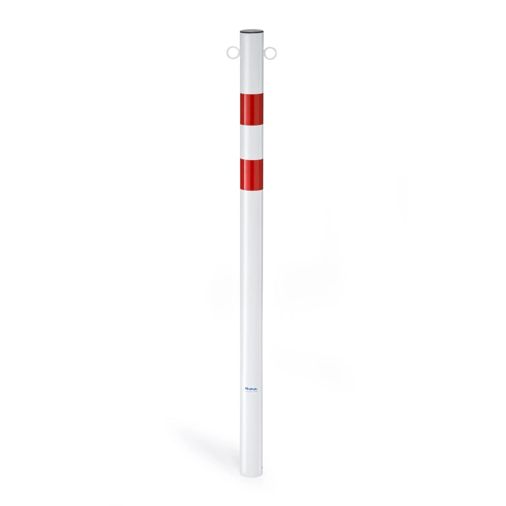 Andrys Paletto Segnaletico con Anelli Diametro 6cm Altezzi 120cm Bianco/Rosso