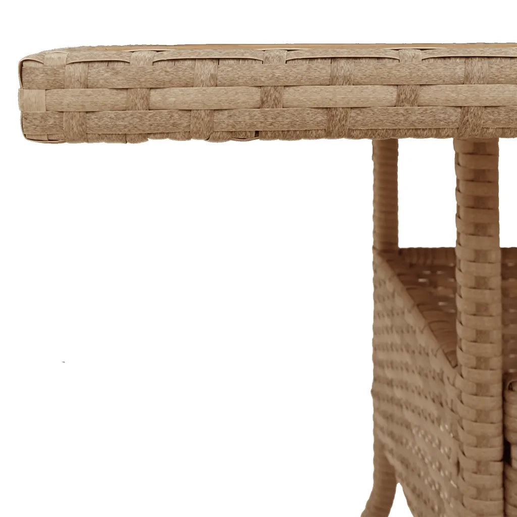 Tavolo da Giardino Beige 80x80x75 cm Polyrattan e Legno Acacia 368133