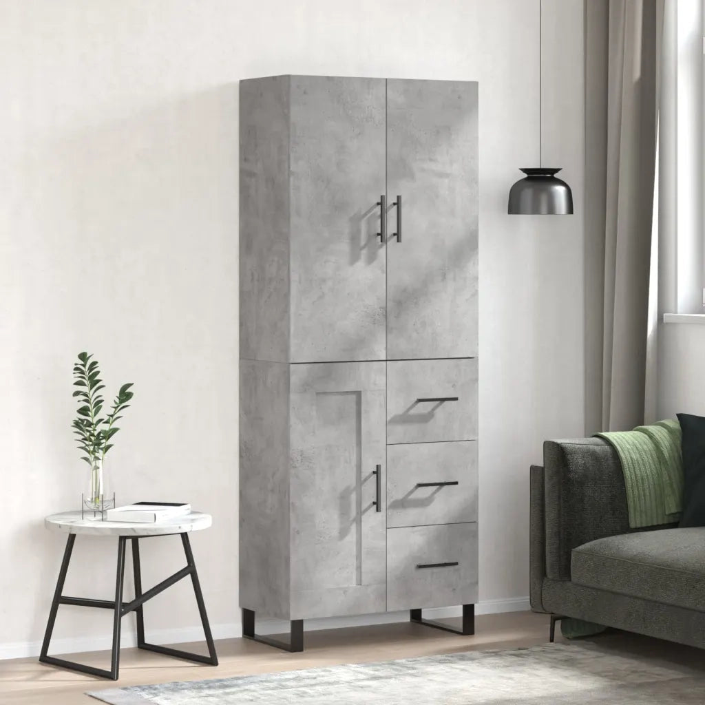 Credenza | Madia | Buffet da pranzo | Armadio da pranzo Grigio Cemento 69,5x34x180 cm in Legno Multistrato