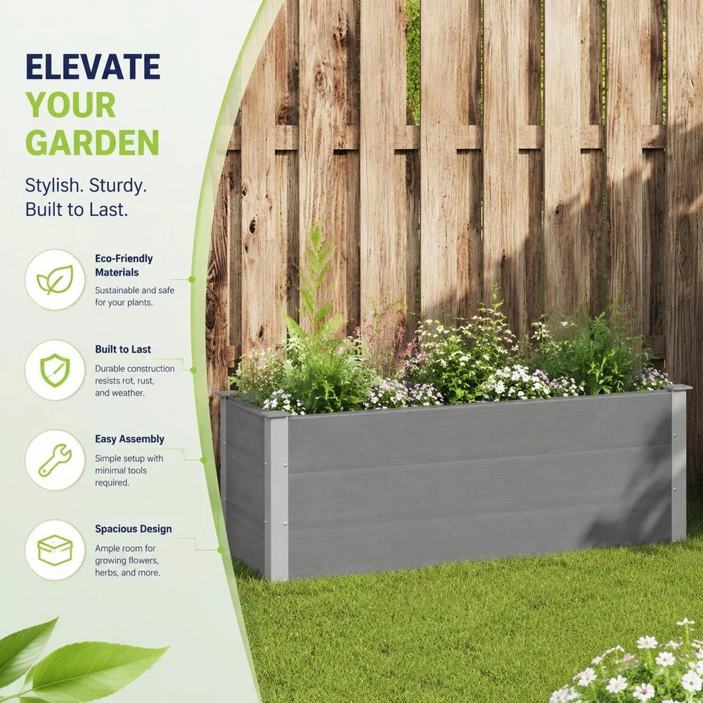 Garden Raised Bed WPC 150 X 50 X 54 Cm Grey