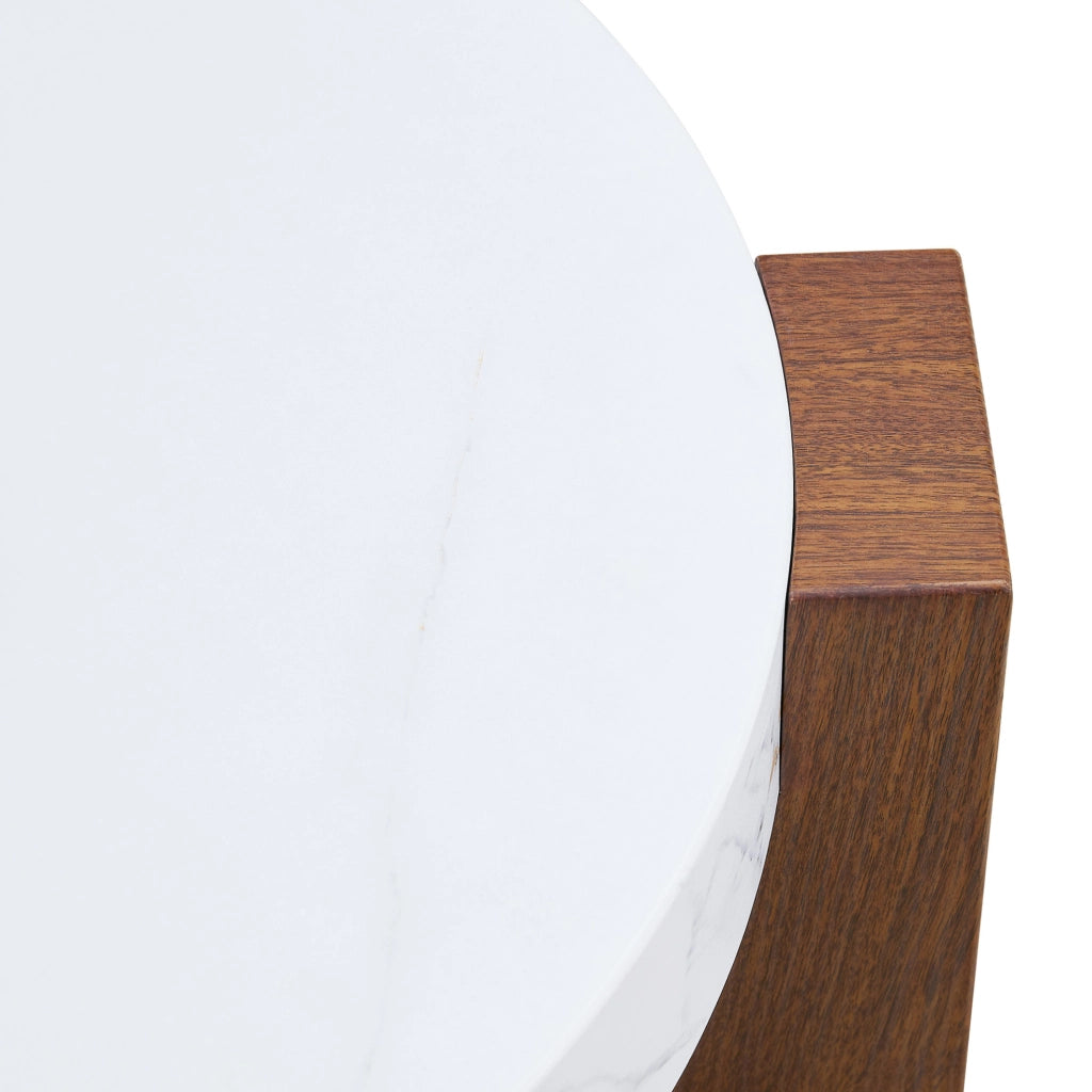 Set di tavolini da caffè rotondi separabili in MDF e vetro