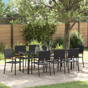 Set da Pranzo per Giardino con cuscino 9 pcs Nero polyrattan 3379708