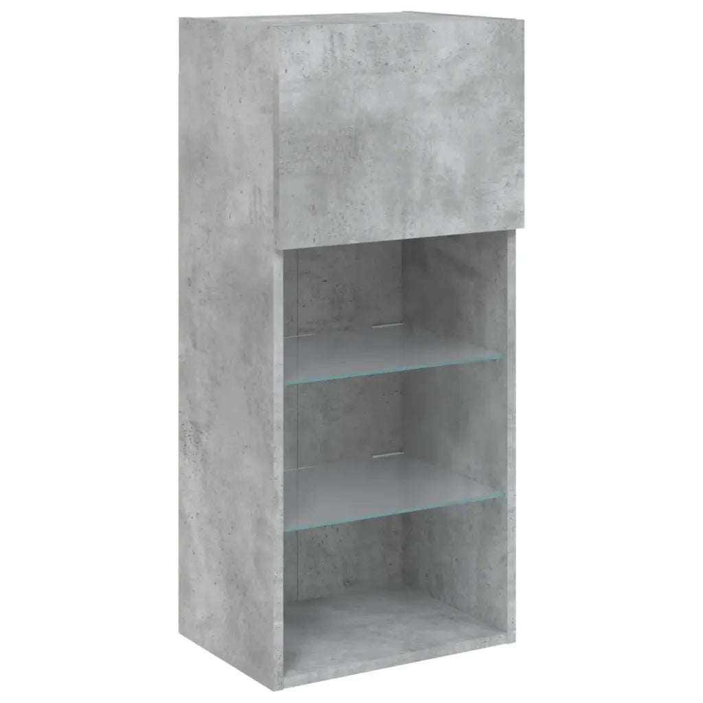 Mobili TV con Luci LED 2pz | Armadietto TV | Mobile Porta TV Grigio Cemento 40,5x30x90 cm