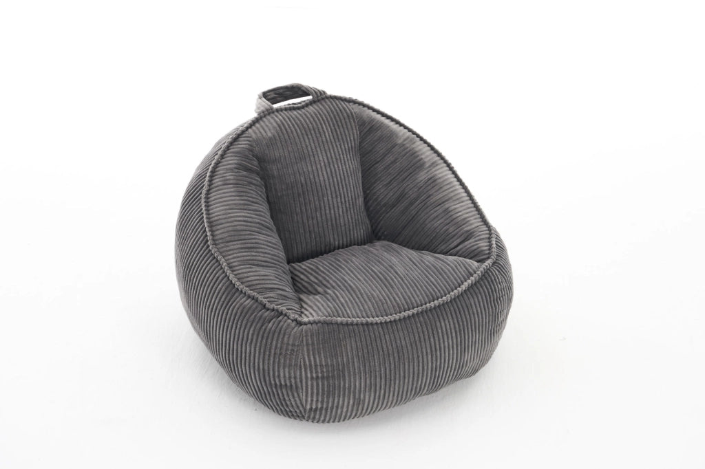 Pouf per bambini in velluto a coste grigio