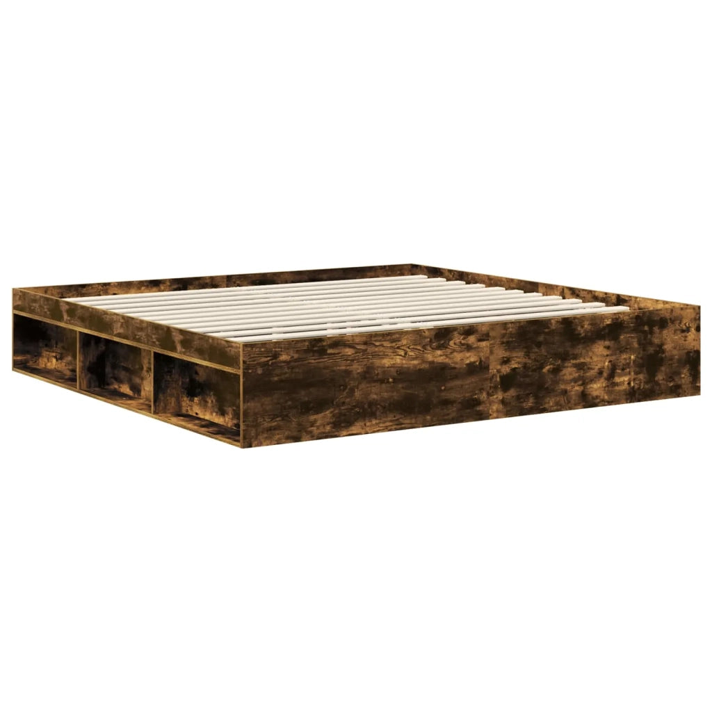 Letto matrimoniale | Letto per adulti | Struttura del letto Rovere fum¨¦ 200 x 200 cm Pino massello