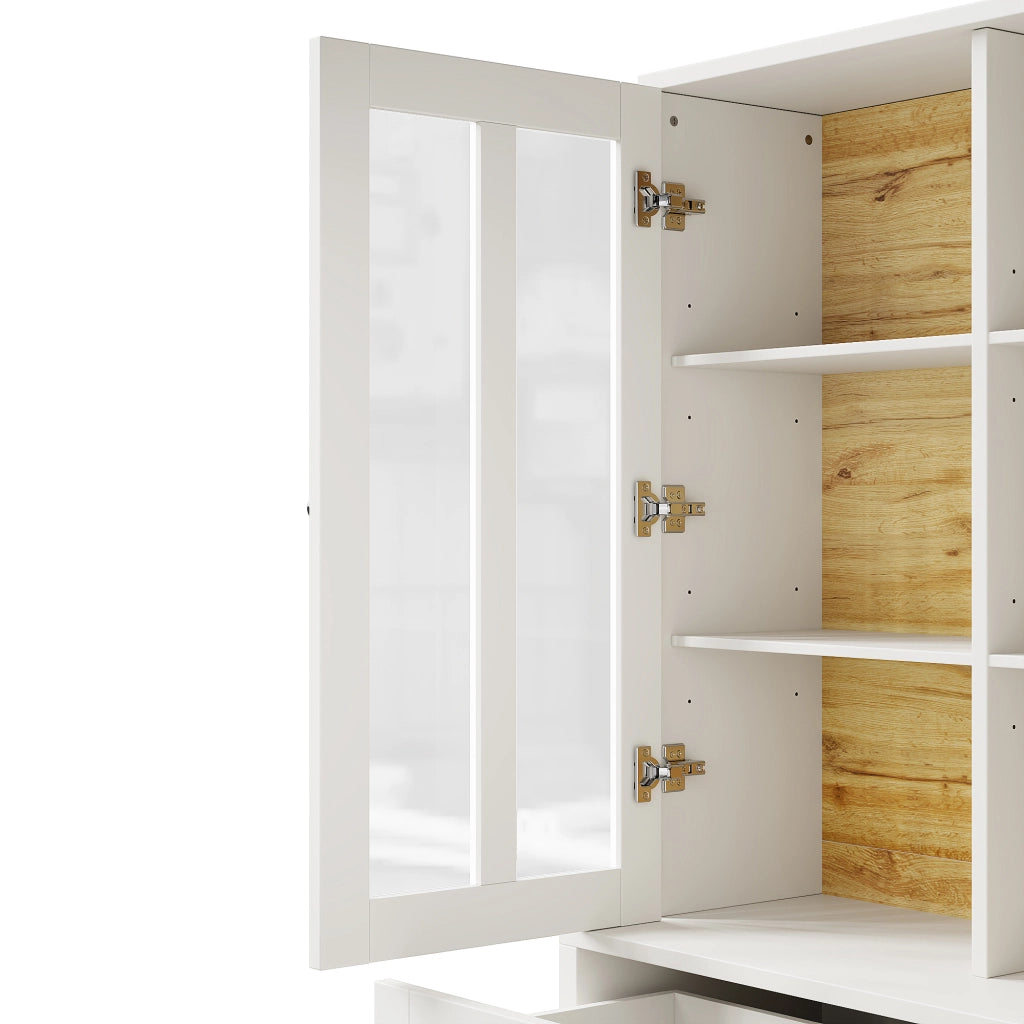 ARMADIO ALTO 140x38,5x175 cm Bianco in MDF e Acrilico