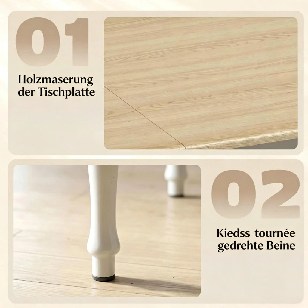 Tavolo da pranzo pieghevole allungabile in MDF e acciaio, fino a 6 posti, superficie effetto legno naturale, 74-134 cm