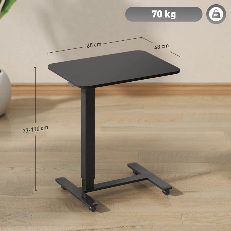 Scrivania mobile regolabile in altezza con ruote, nera