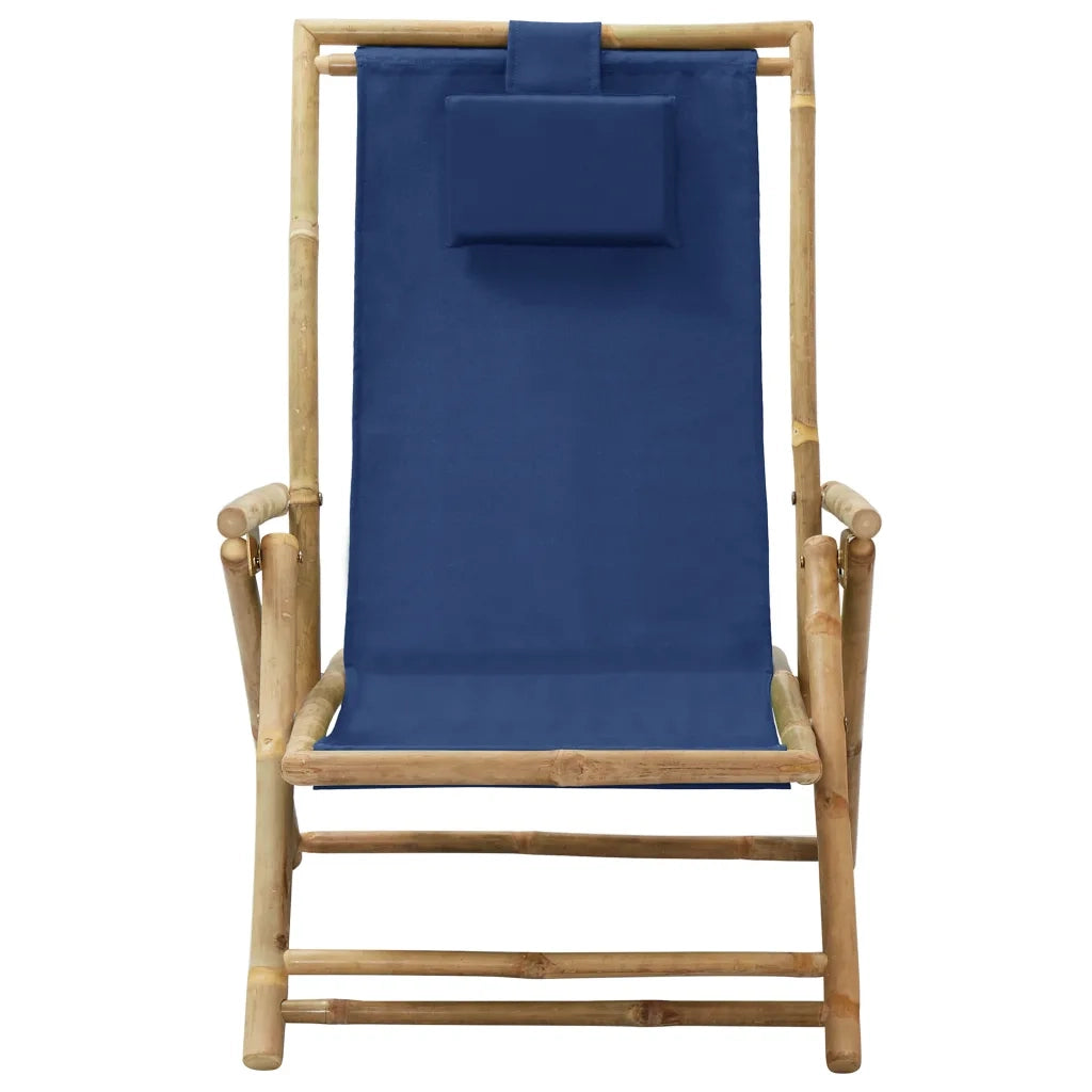 Sedia da Giardino | Sedia Relax reclinabile Blu Marino in Bamb¨´ e Tessuto