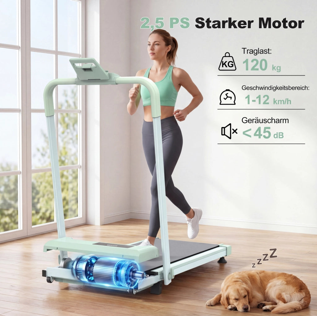 Tapis roulant pieghevole 3 in 1 verde con inclinazione 10%