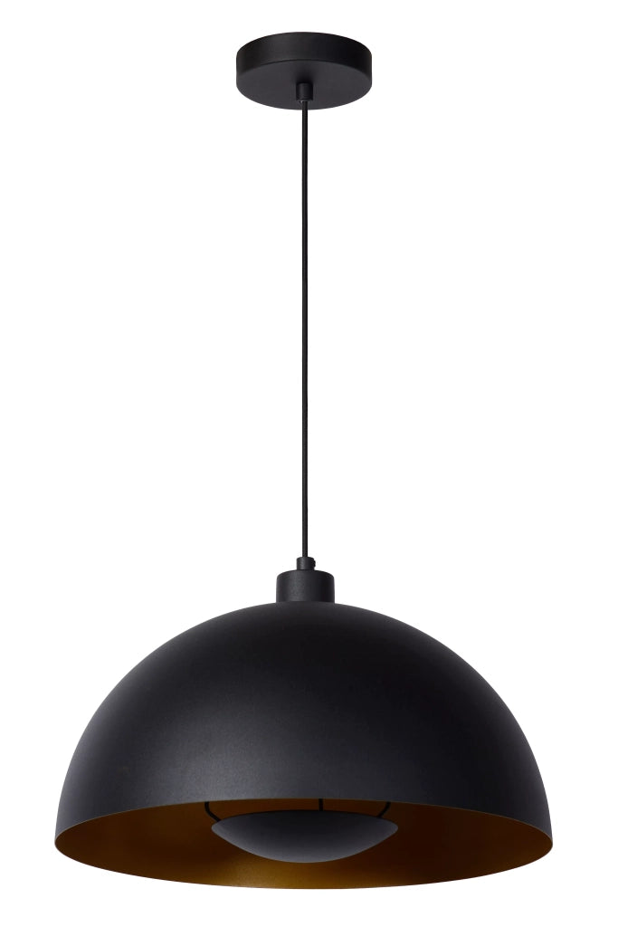 Lampada a sospensione Lucide Siemon nera oro E27 Ø40