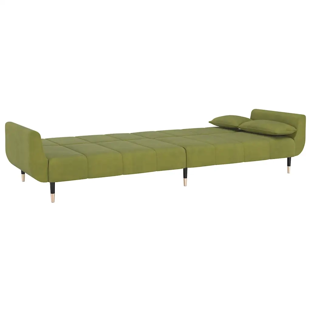 Divano letto | Sof¨¤ letto | Letto singolo a 2 Posti con 2 Cuscini Verde Chiaro in Velluto