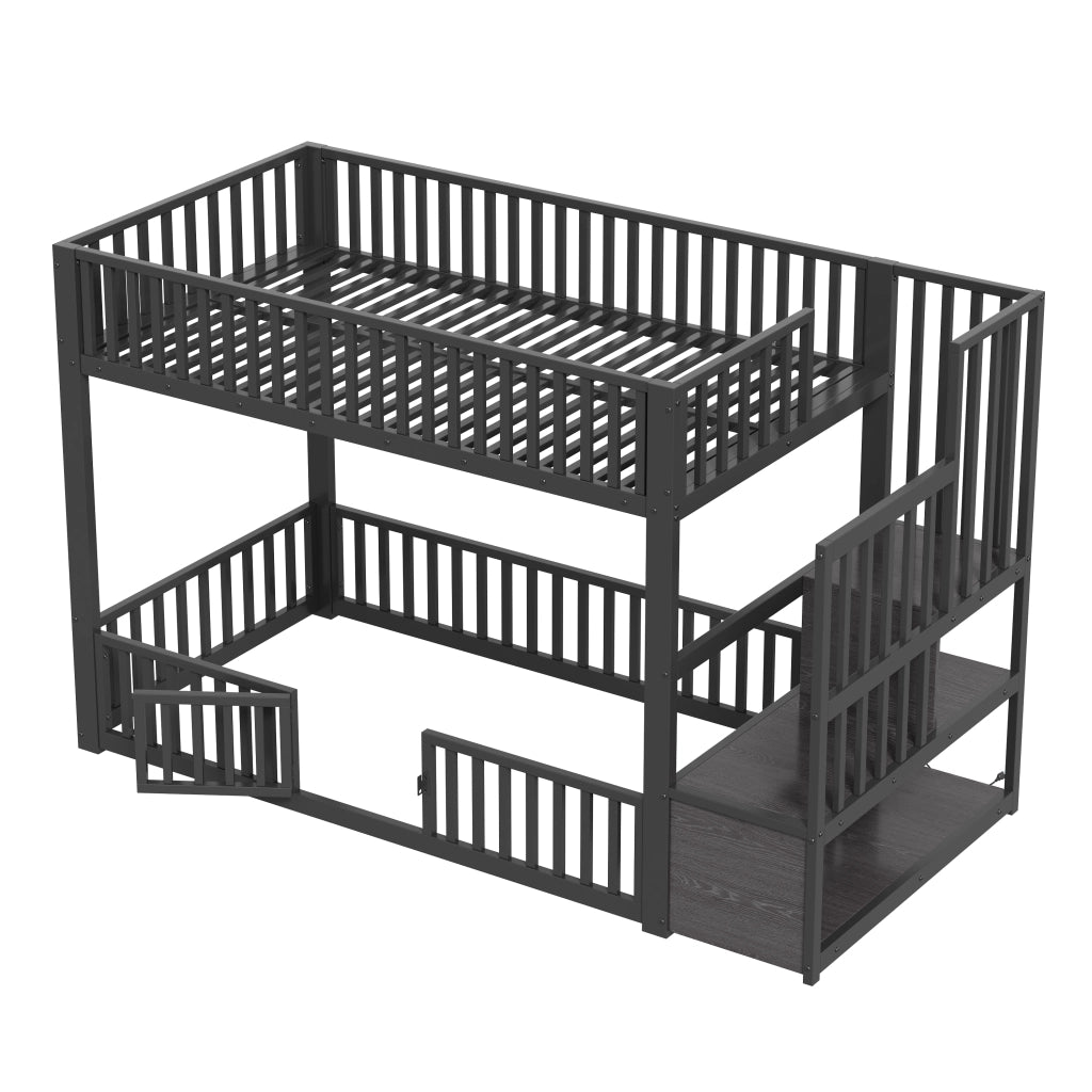 Letto a Castello con Contenitore e LED ¨C MINIMAL ¨C Nero 90x200