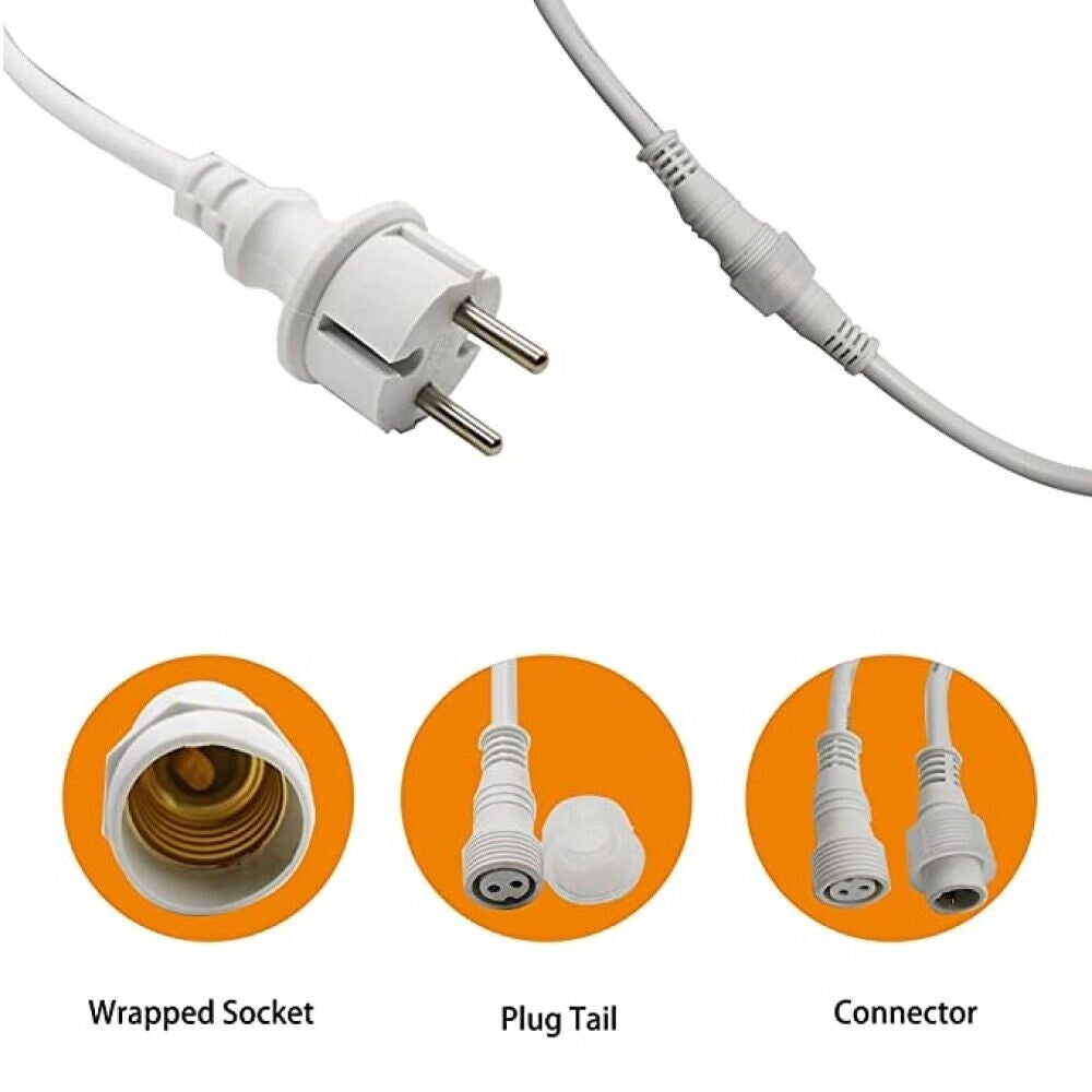 Catena Luminosa Esterno Modulare Per 10 Lampadine E27 Cavo 10 metri IP65 BIANCO