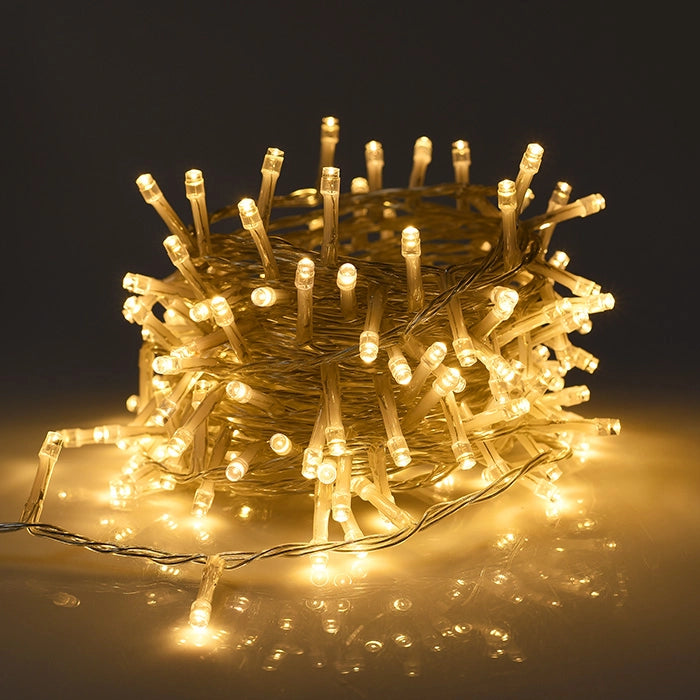 CATENA DI LUCI DI NATALE DA 1360 LED GIALLI CON CAVO TRASPARENTE DA 41 METRI E TRASFORMATORE 36V - PERFETTA PER EVENTI E FESTE