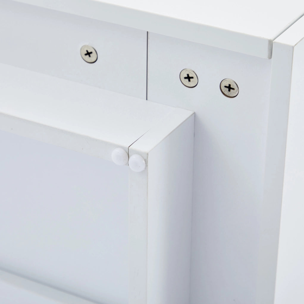 Tavolino multifunzione quadrato con rotazione 360°, struttura in truciolato noce e bianco lucido, 70x70x36 cm
