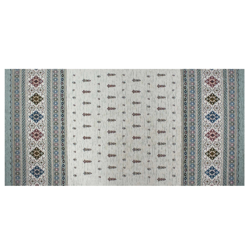 Tappeto Arredo Moderno Morbido in Ciniglia Ingresso Antiscivolo Prodotto Italiano  Soggiorno Camera Salotto Disegni Piazzati Cotone Varie Misure Grande Loom/Verde - 65x300 cm