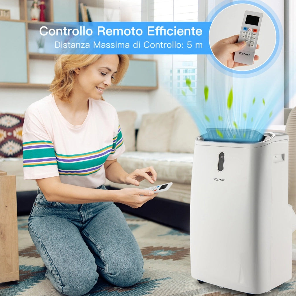 Aria condizionata 14000 BTU 5 in 1 con telecomando, Condizionatore con 3 velocit¨¤ e controllo con App Bianco