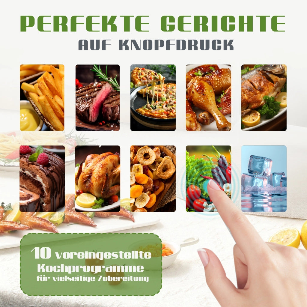 Friggitrice ad aria a doppio cestello 9 l 2000 W con display LED touch temperatura 80–200 °C e timer 60 min nera