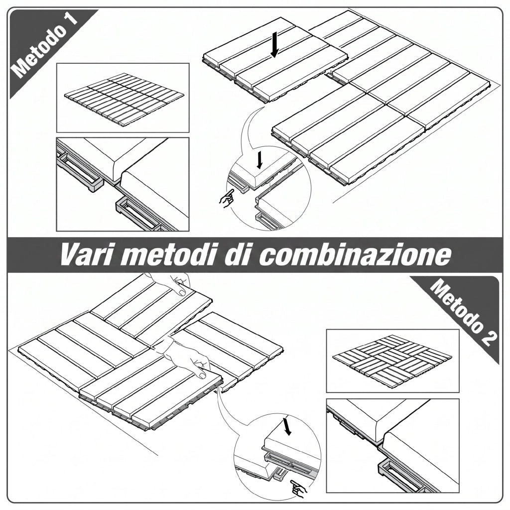 Set Piastrelle per Pavimenti Esterni ¨C zephmum ¨C Nero, Polipropilene, 30x30x2cm