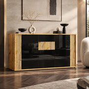SIDEBOARD 3 ante 140x35x71 cm Nero e color legno