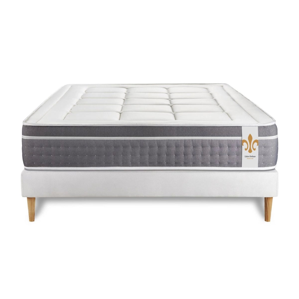 Pacchetto letto completo - Materasso 140x200cm + Box spring con doghe (kit) + 2 cuscini + Piumino - Trente