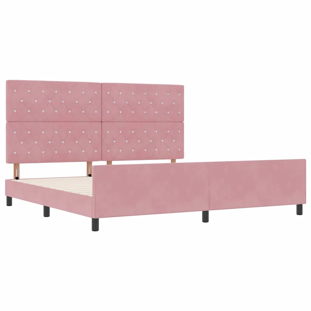 Letto a molle con testiera Rosa 200 x 200 cm Velluto