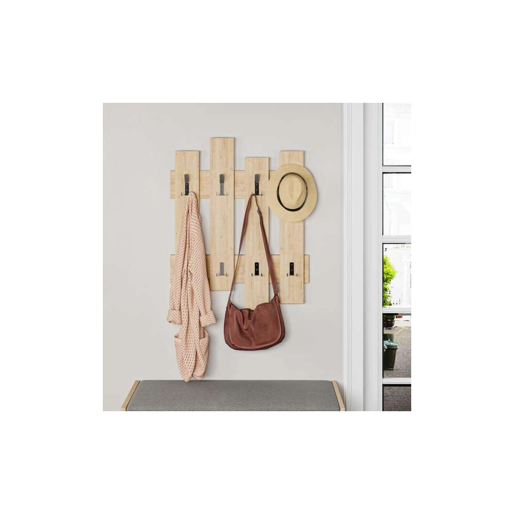 Appendiabiti a muro Wave 8 ganci colore rovere