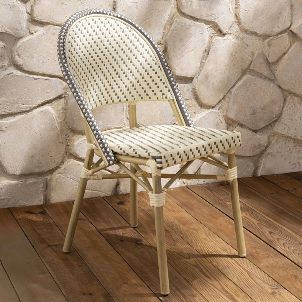 Oviala - Sedia da giardino in rattan grigio e alluminio