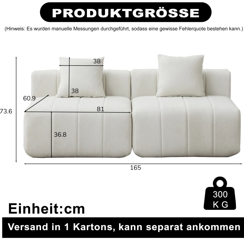Divano modulare in chenille beige con design a tasti