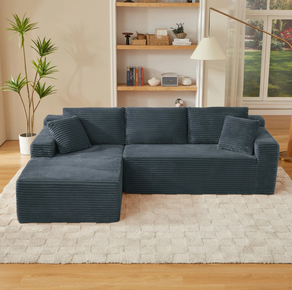 Divano modulare ad angolo a forma di L con schiuma memory e chaise longue oversize