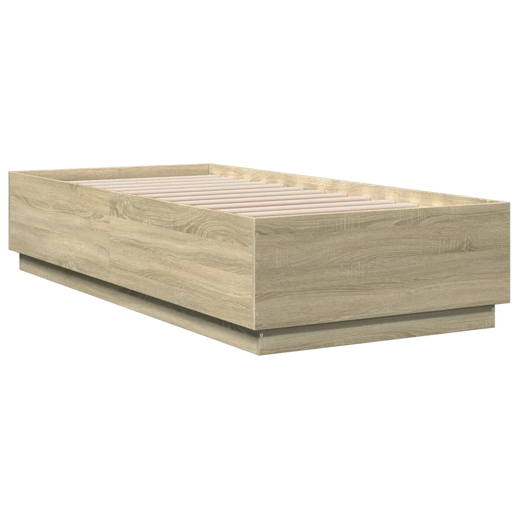 Giroletto Luci LED-Struttura Letto con LED Rovere Sonoma 100x200cm in Legno Multistrato 667945