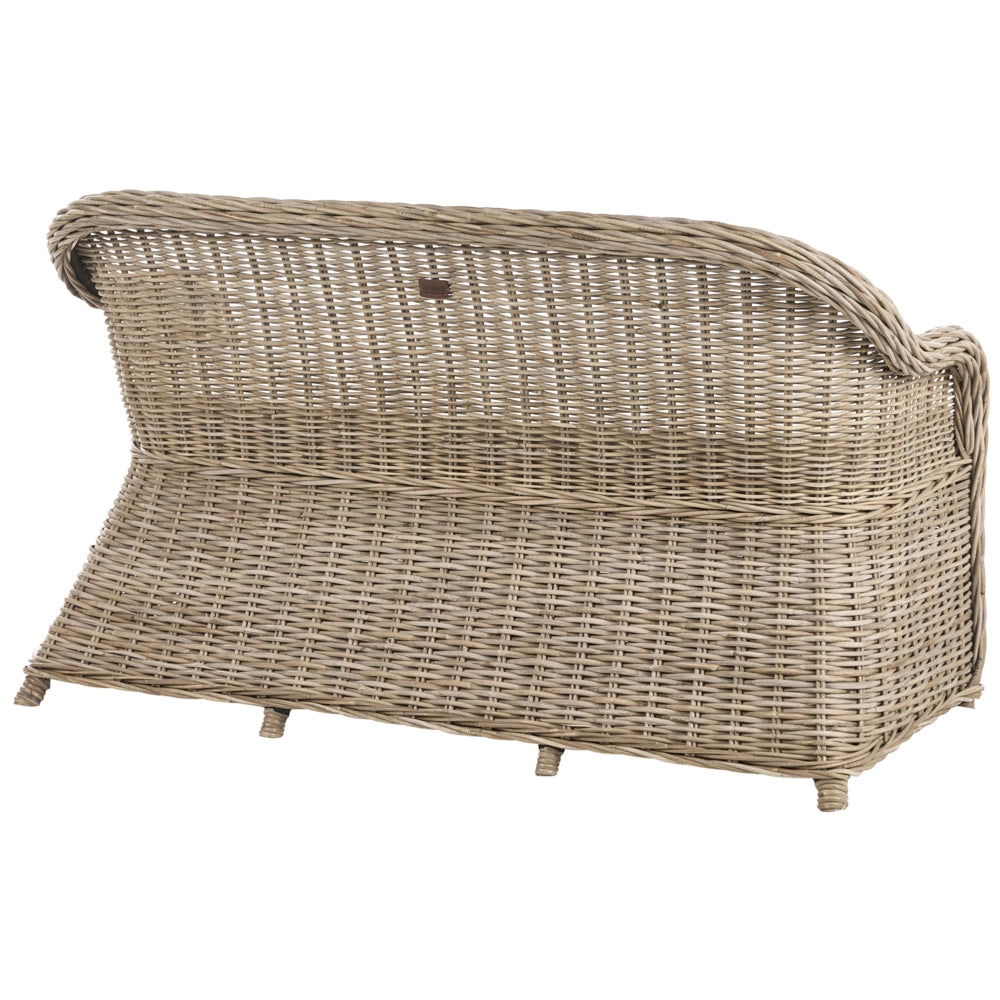 Panca da giardino 150 cm con poggiapiedi in rattan naturale bianco sporco Cuscini per esterni interni Giardino Patio Balcone