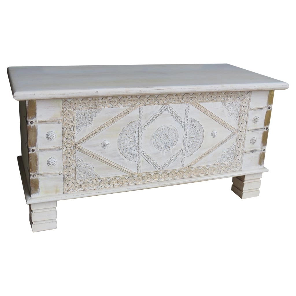 Baule in legno blu 90x40x45h cm