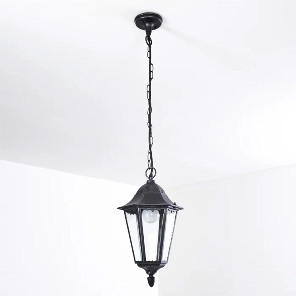 Sospensione Esterno Riley Alluminio Nero 1 Luce E27 Ip44