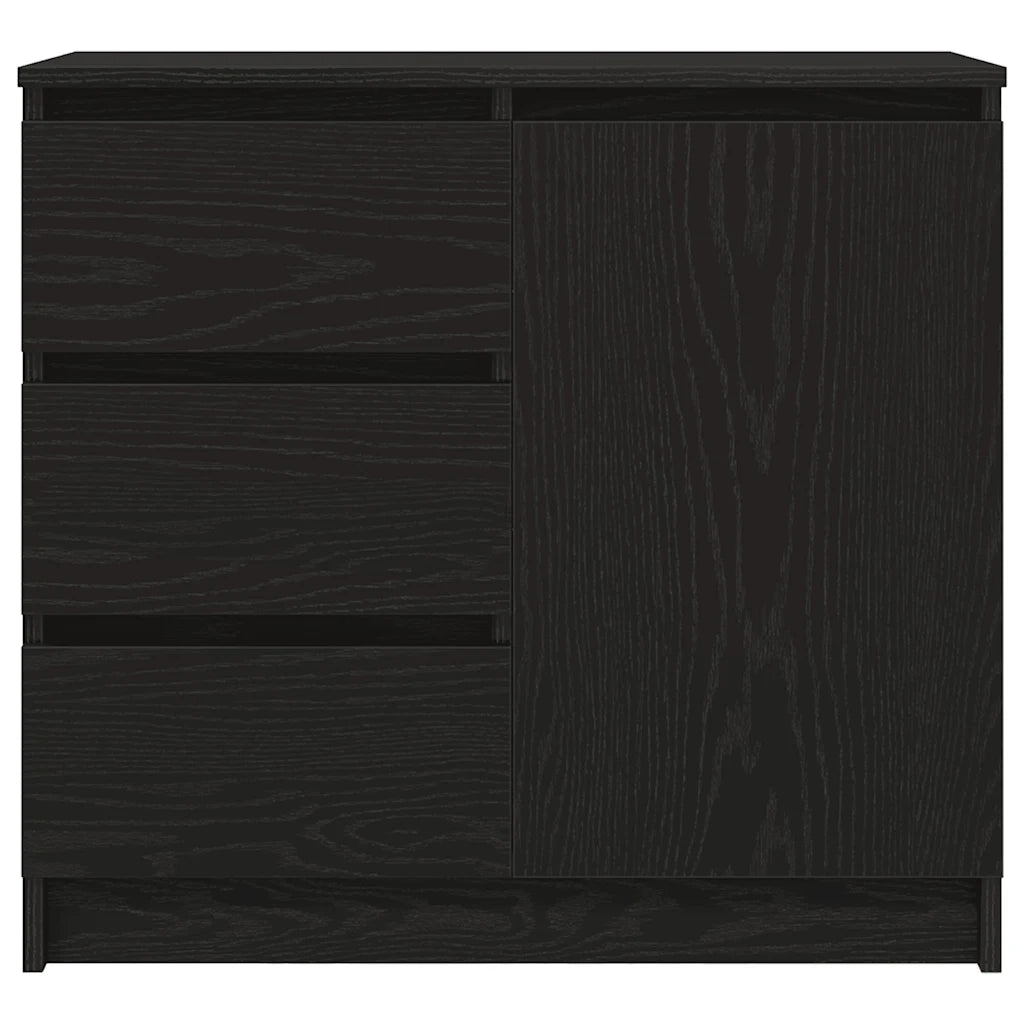 Credenza con Cassetto Rovere Nero 71x35x65 cm Legno Multistrato 861572