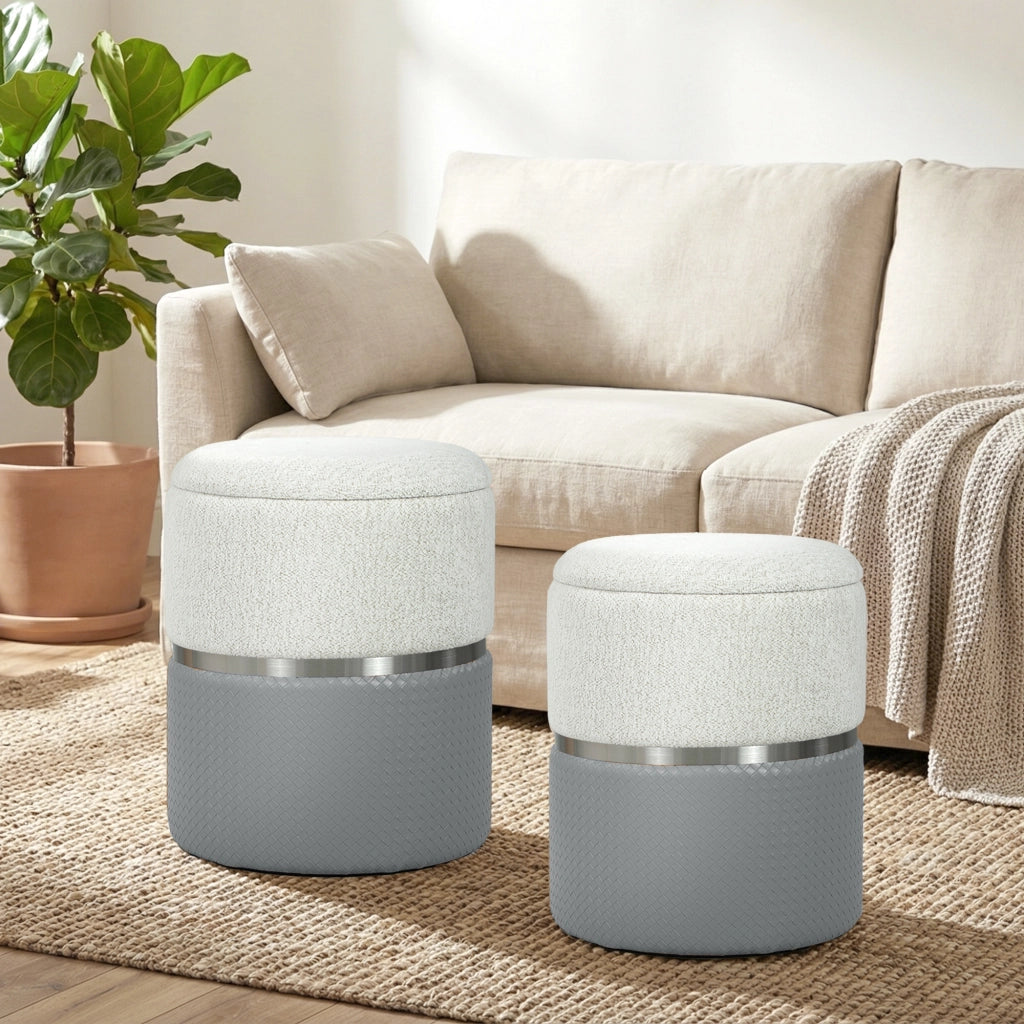 Poltrona Puff con Contenitore ¨C Zephmum ¨C Grigio e Crema