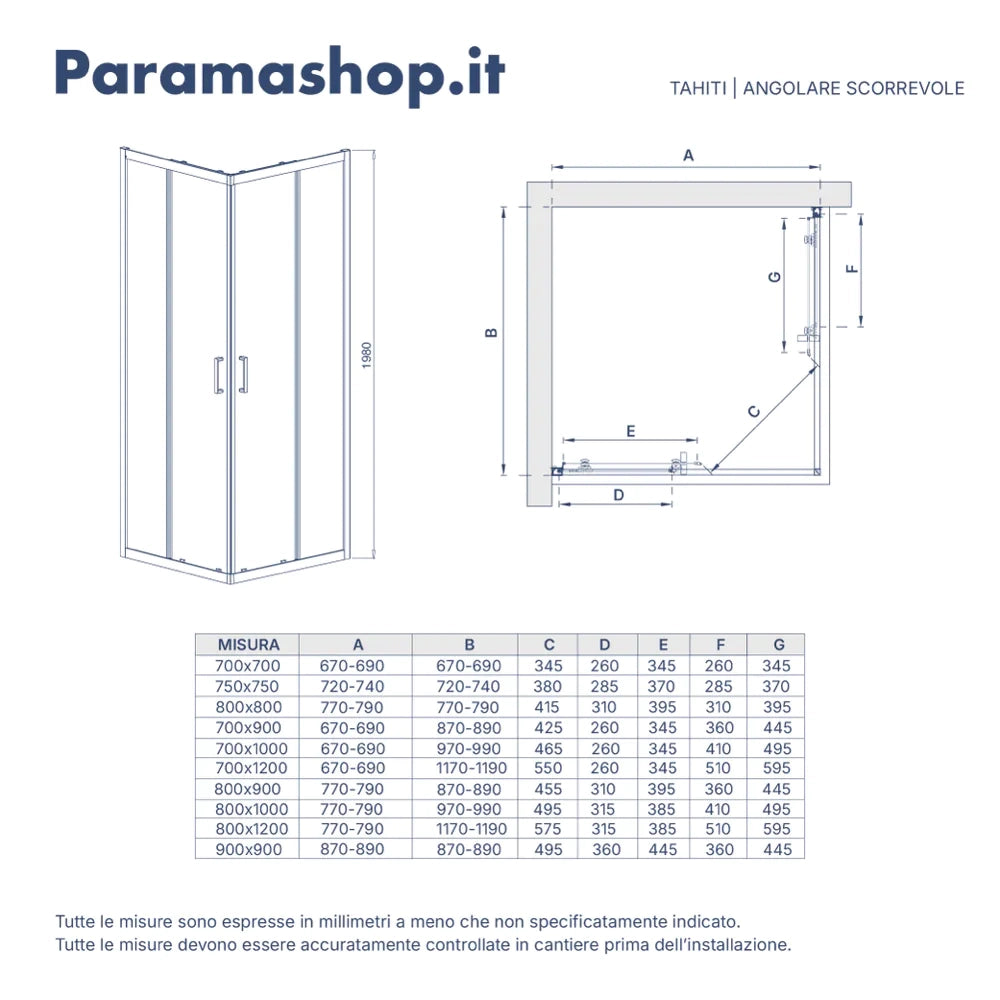 Box doccia angolare 70x100 cm apertura scorrevole profili nero opaco vetro 6mm fumè anticalcare h198 | Tahiti