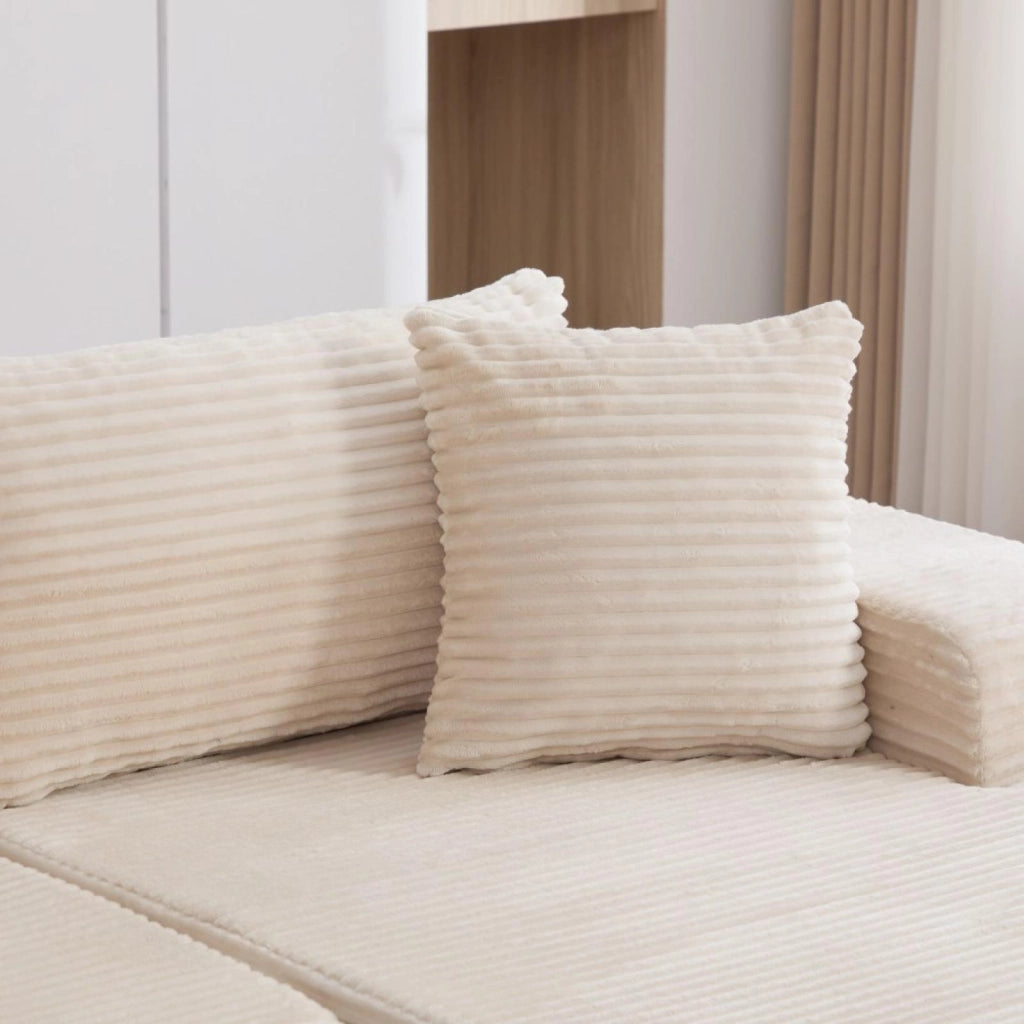 Divano modulare, divano compatto, tessuto chenille, schiuma ad alta elasticità 30D, base antiscivolo, 4 posti, beige