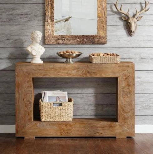Tavolo consolle ingresso in legno effetto rustico 120x30x83,5 cm stile country