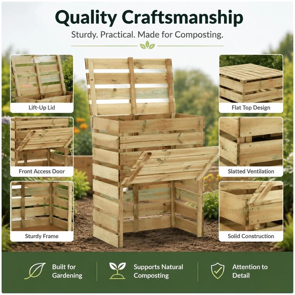 Slatted Compost Bin 80x50x100 Cm, Pine Wood, Impregnated