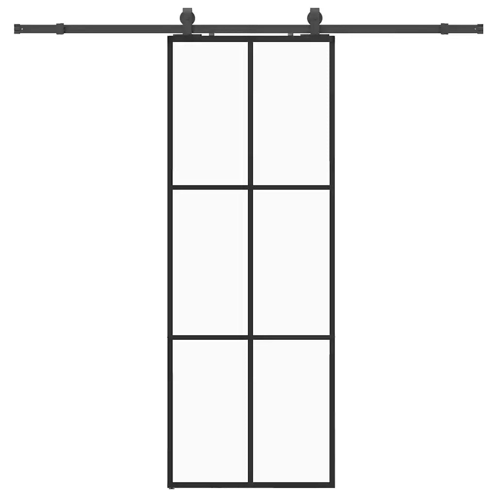 Porta Scorrevole con Ferramenta Nera 76x205 cm in Vetro ESG