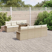 Set Divano da Giardino con cuscino 9 pcs Beige polyrattan