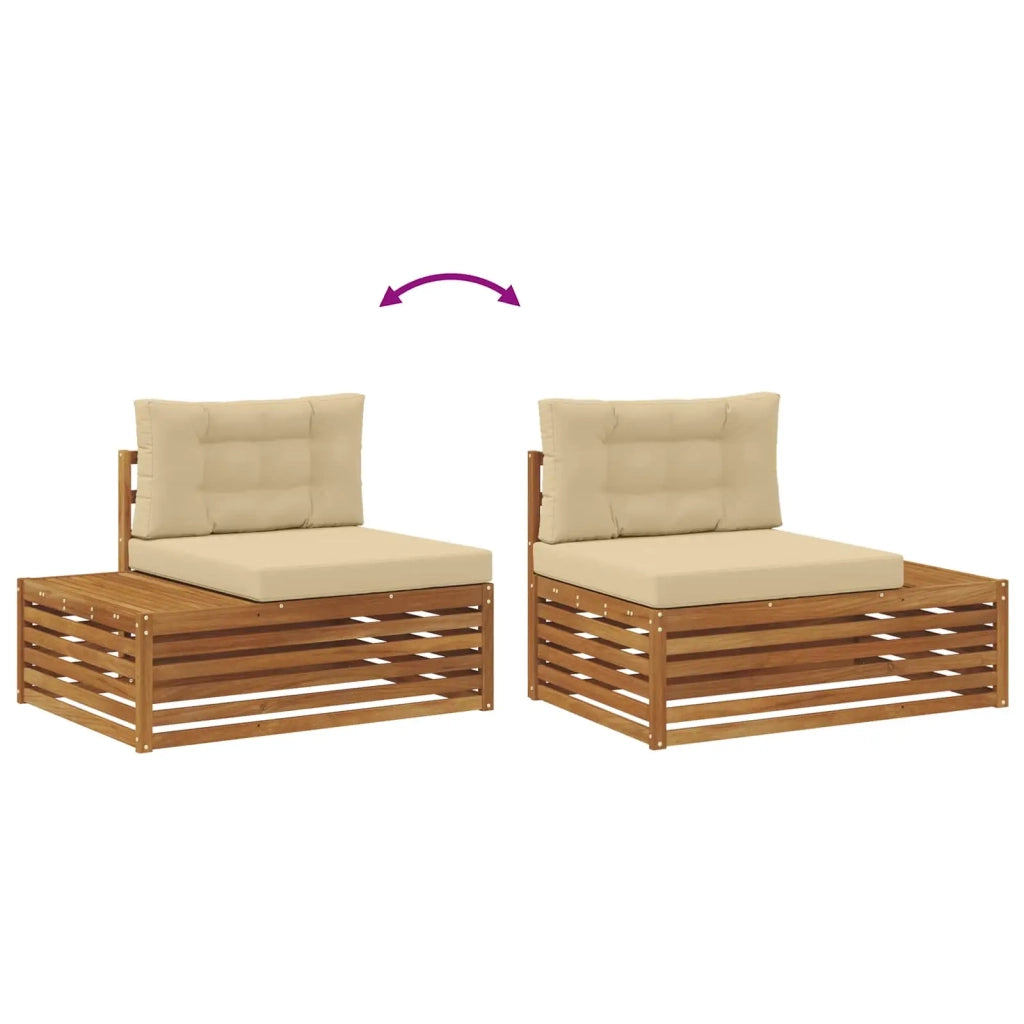 Set di divani da esterno con cuscino 6 Pezzo Naturale e Beige 3374103