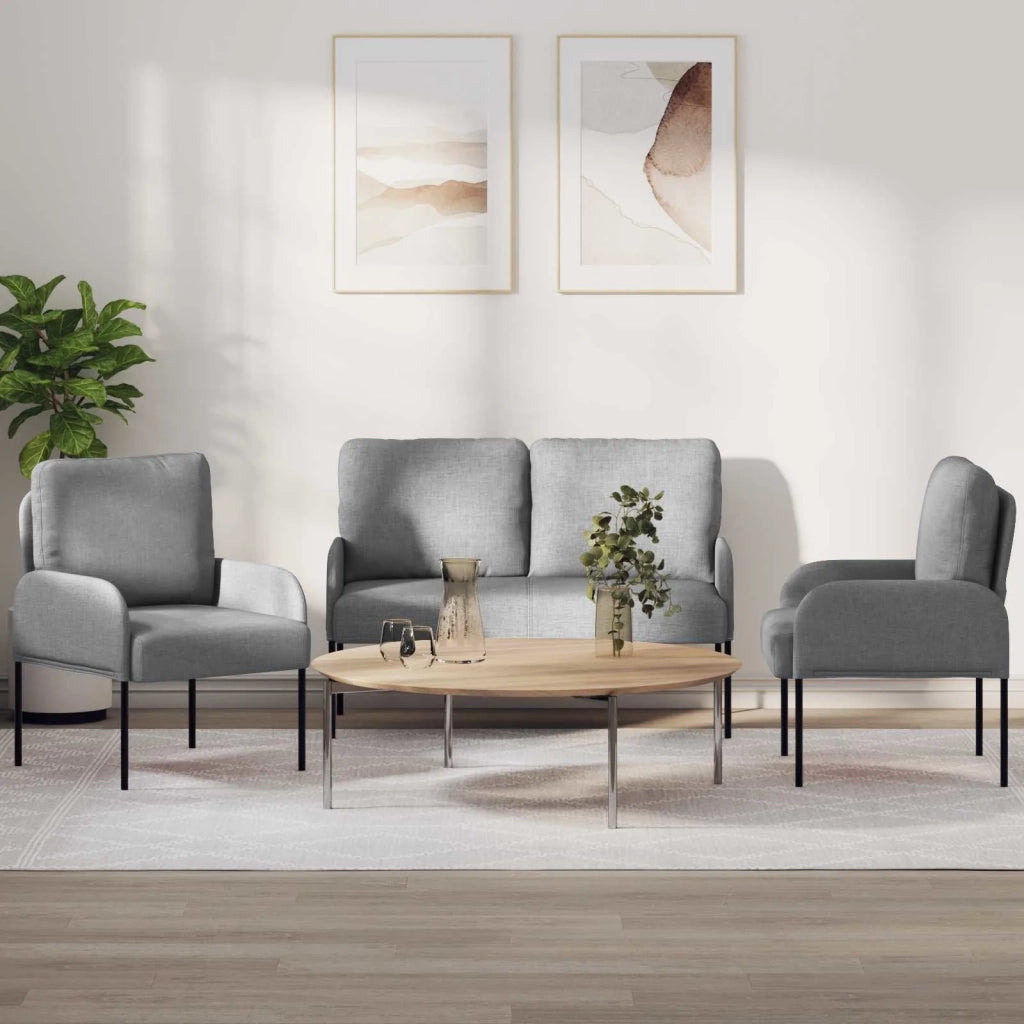 Set divani con cuscino 3 pcs Grigio chiaro 115 x 56 x 80 cm 3406208