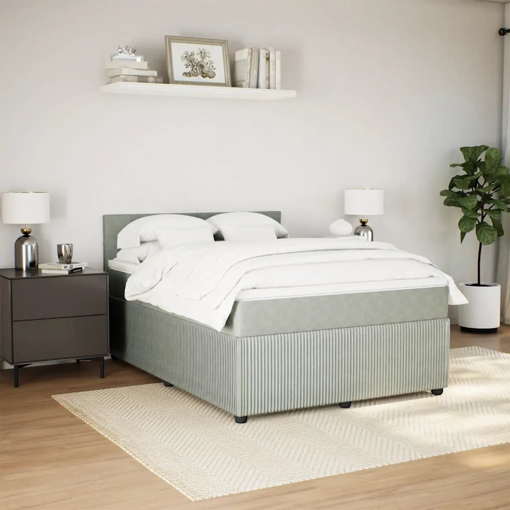 Giroletto a Molle con Materasso Grigio Chiaro 140x200cm Velluto