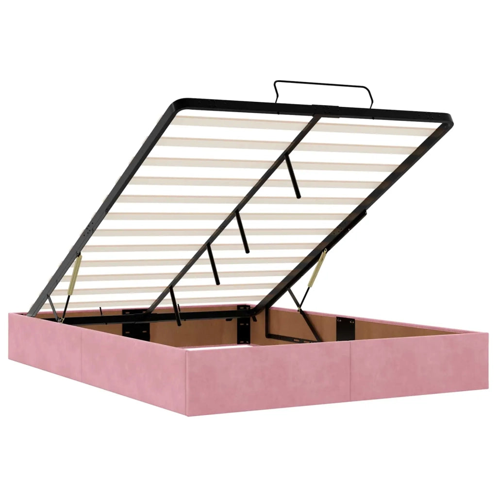 Letto ottomano con materasso Rosa 140 x 190 cm Velluto 3457724