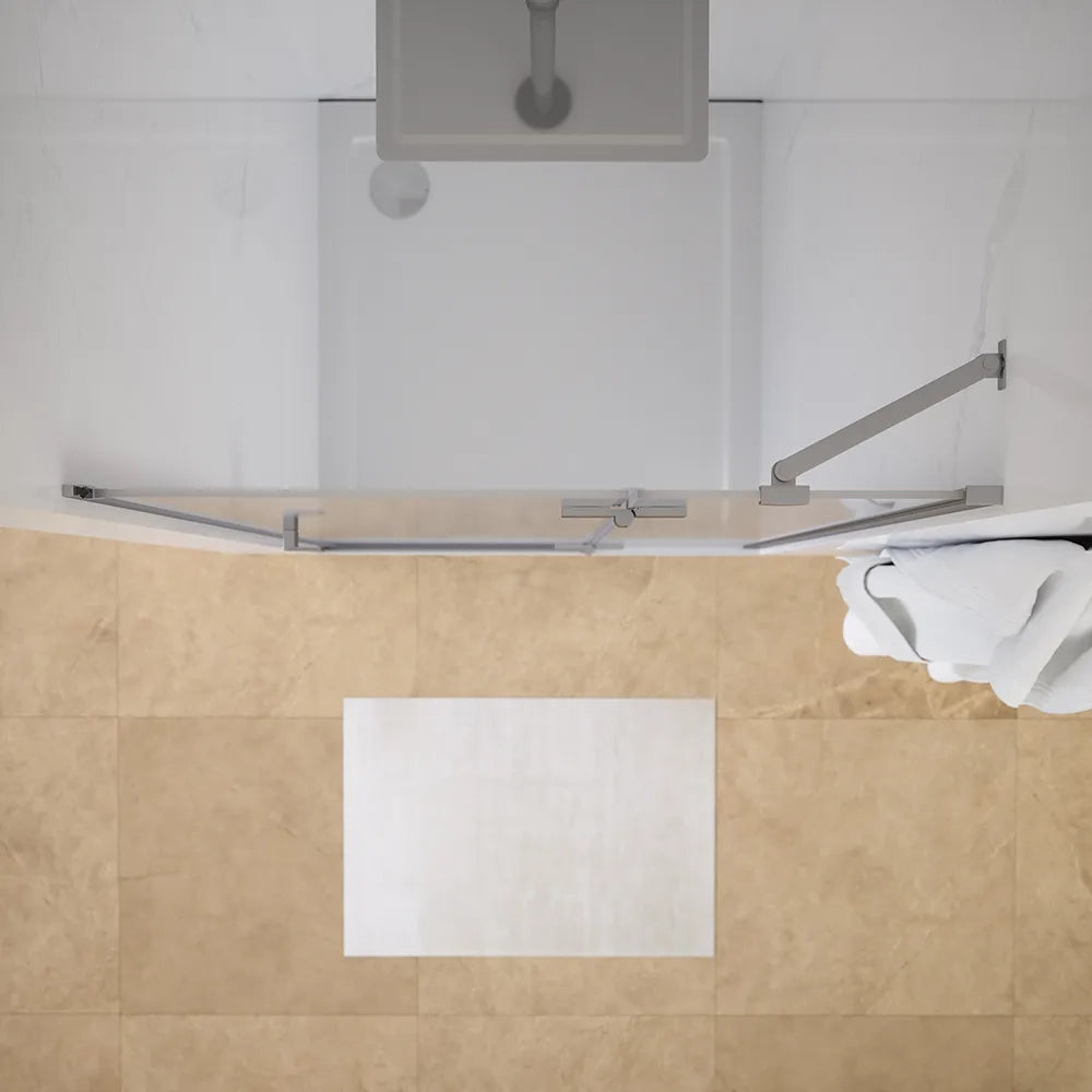 Porta doccia 110cm apertura a battente lato destro con cerniere, profili cromati e vetro da 8mm trasparente h195 | Fiji